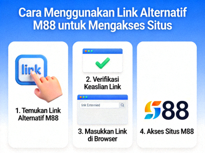 Ilustrasi visual tentang cara menggunakan link alternatif M88 untuk mengakses situs